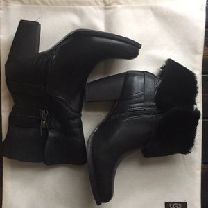 Ugg Jayne Black Leather Boots 6.5